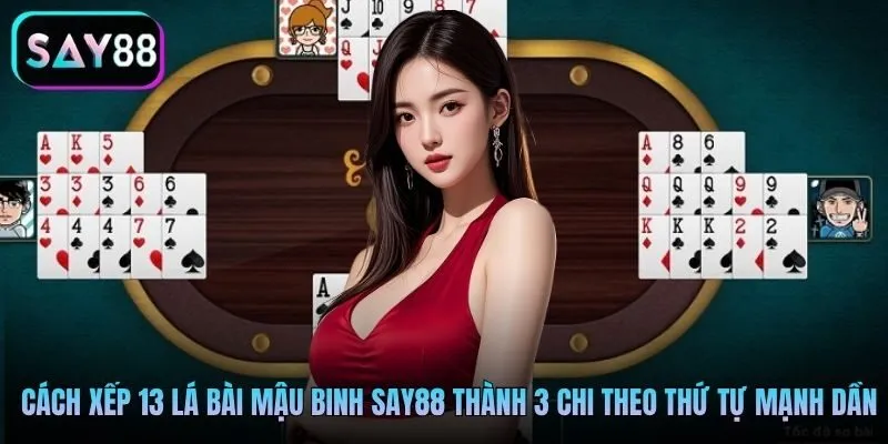 Cách xếp 13 lá bài mậu binh Say88 thành 3 chi theo thứ tự mạnh dần Cách xếp 13 lá bài mậu binh Say88 thành 3 chi theo thứ tự mạnh dần