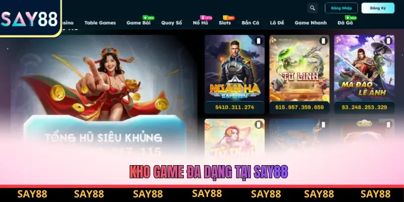 Kho game đa dạng tại Say88 với nhiều thể loại hấp dẫn